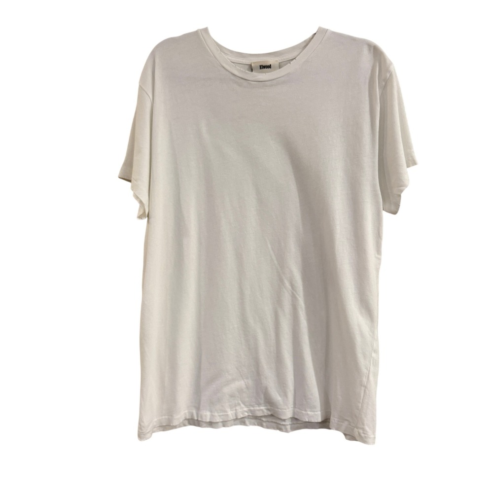 Elwood Distressed T-Shirt Mens Large White Short Sleeve Crew Neck Streetwear